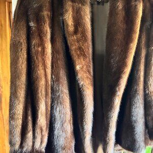 Full Length, Female Skins, Mahogony Mink with Shawl & Banded Cuff